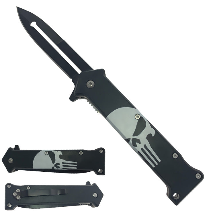 KS 1024-SK 4.5" Assist-Open Knife - Skull Fantasy Style Print Handle - Bladevip