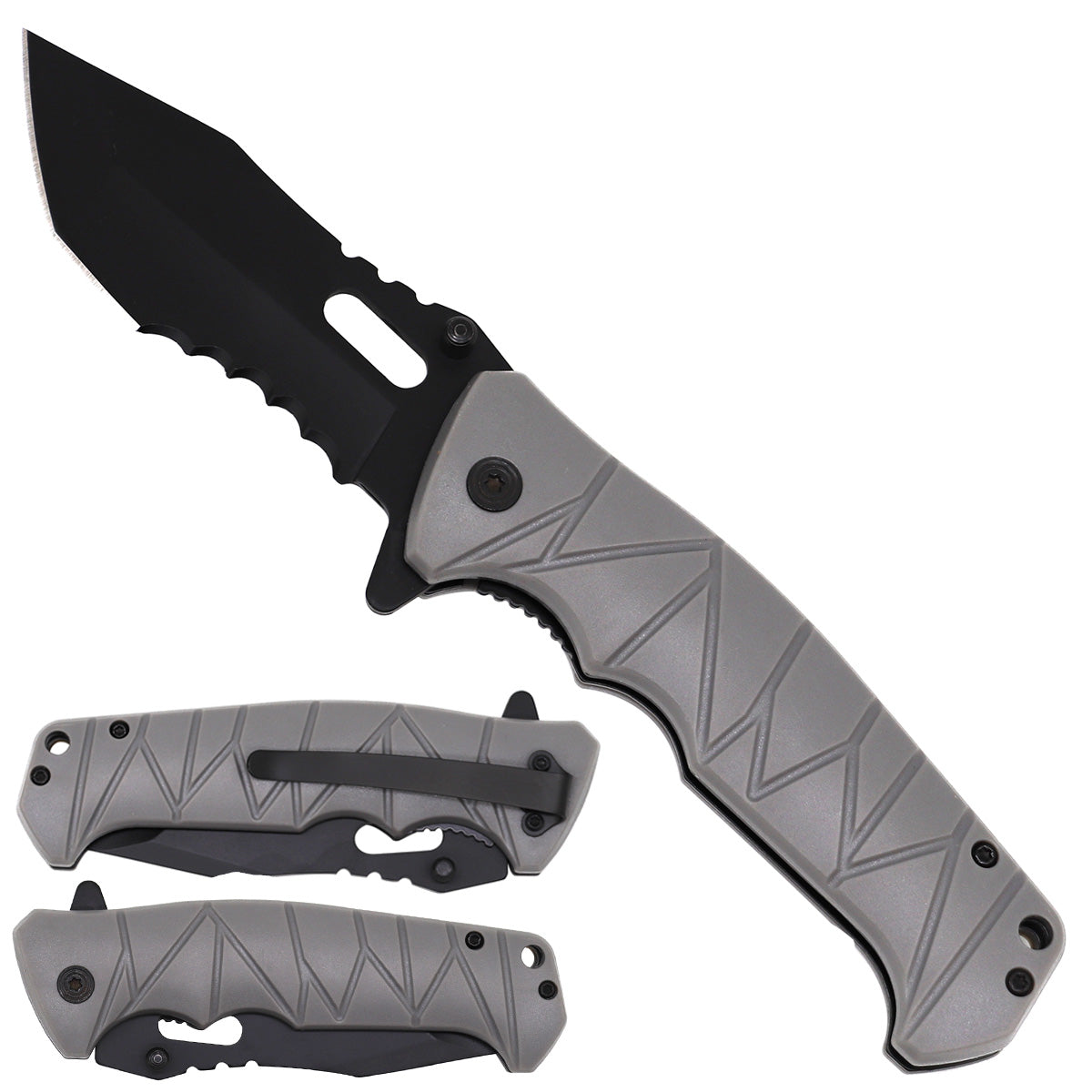 4.5 inch Grey Shadow Outdoor Camping Tool Multifunctional Fruit Folding Knife with Belt Clip Utility, Outdoor