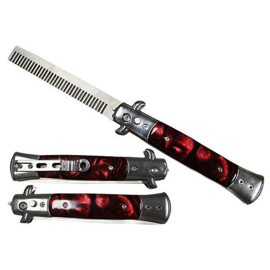 KS 1408BD-CB 4" Red Handle Assist-Open Folding Comb Novelty - Bladevip