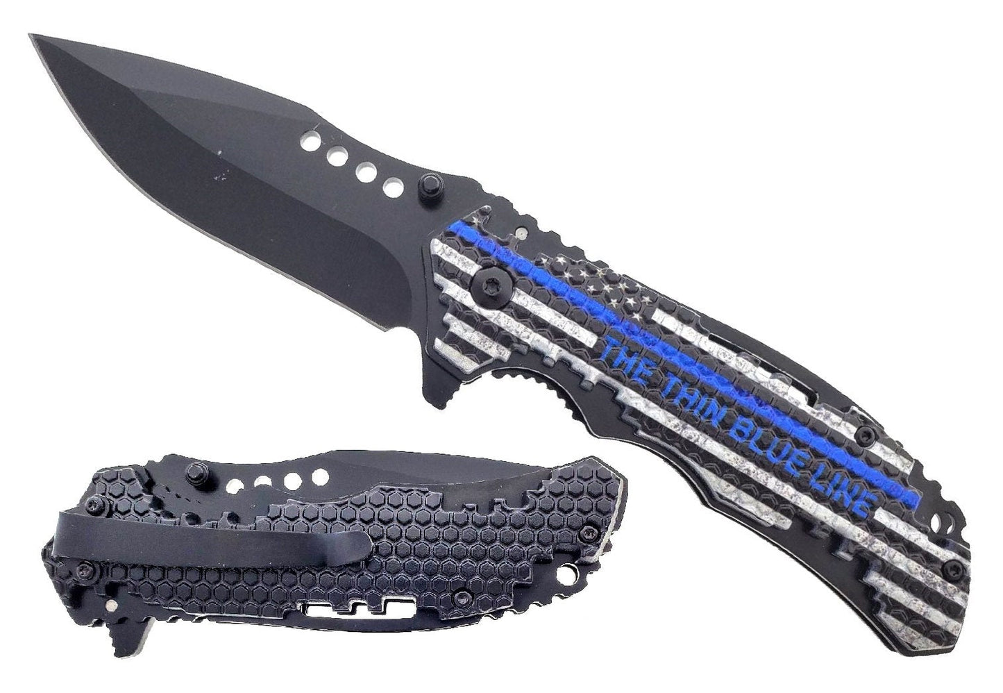 KS 1696-BSL 4.5" Blue Honeycomb Folding Assist-Open Pocket Knife - Bladevip