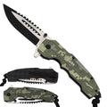KS 1979-AD 5 inch Green Camo Outdoor Camping Tool Multifunctional Fruit Tactical Folding Knife with Paracord