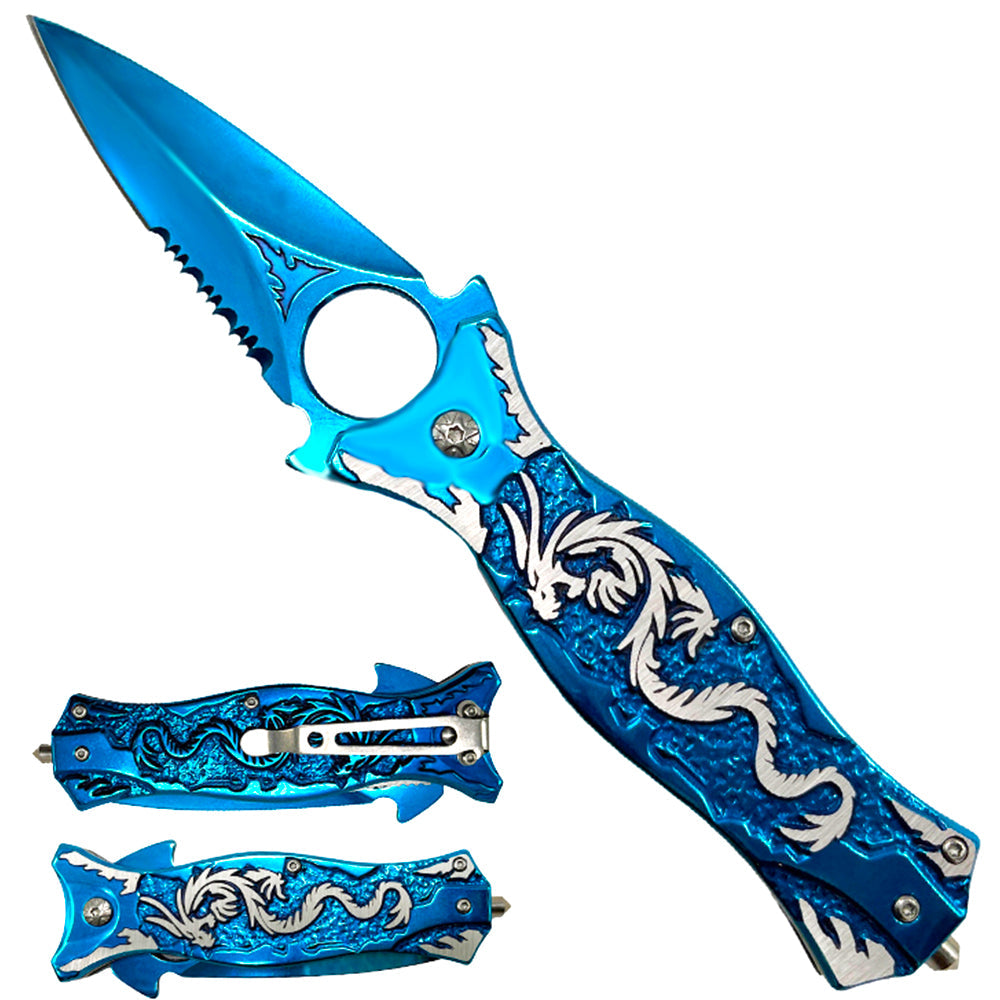 4.75" Assist-Open Dragon Spear Point Folding Pocket Knife - Bladevip