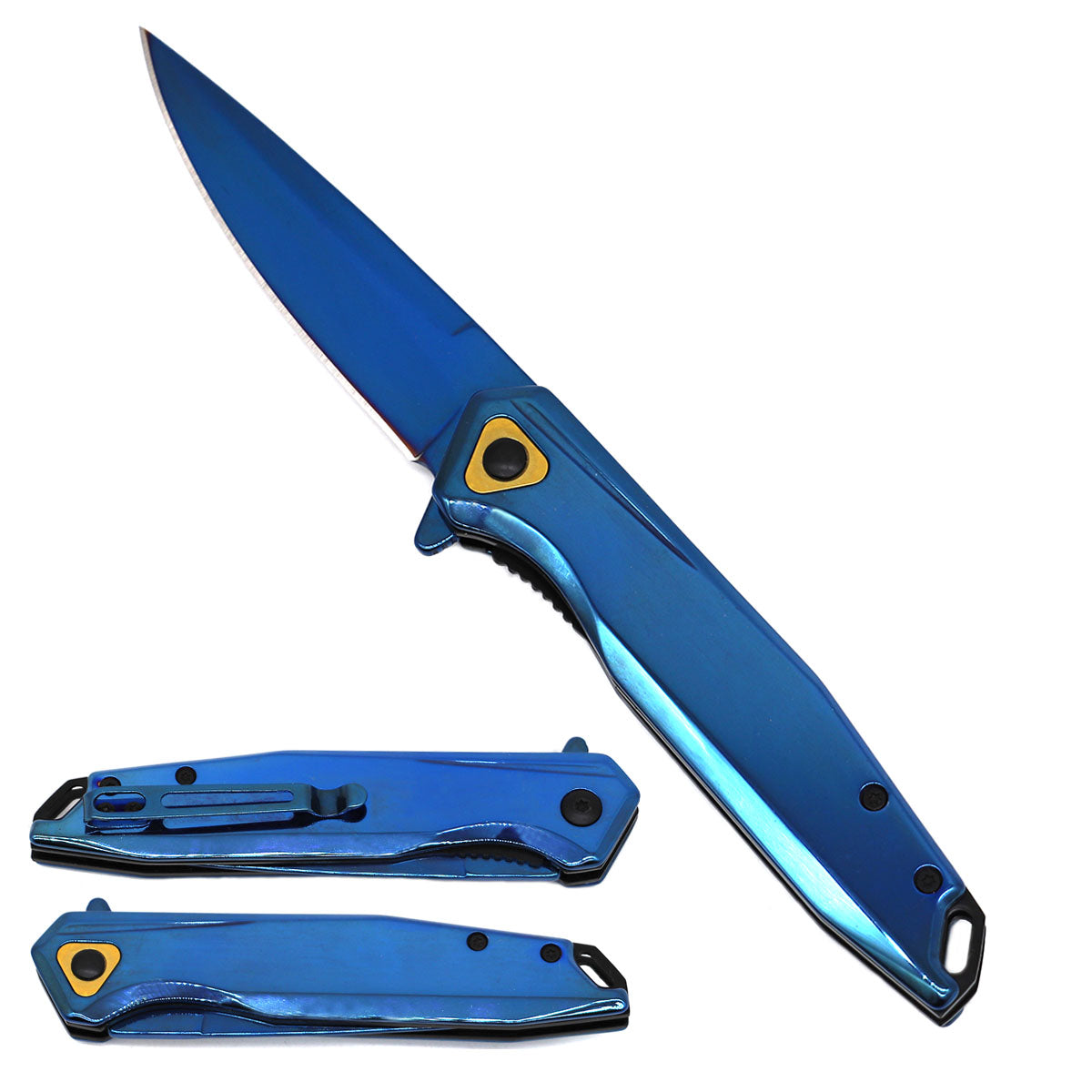 KS 6033-BL 4.5" Tactical Blue Assist-Open Titanium Folding Pocket - Bladevip