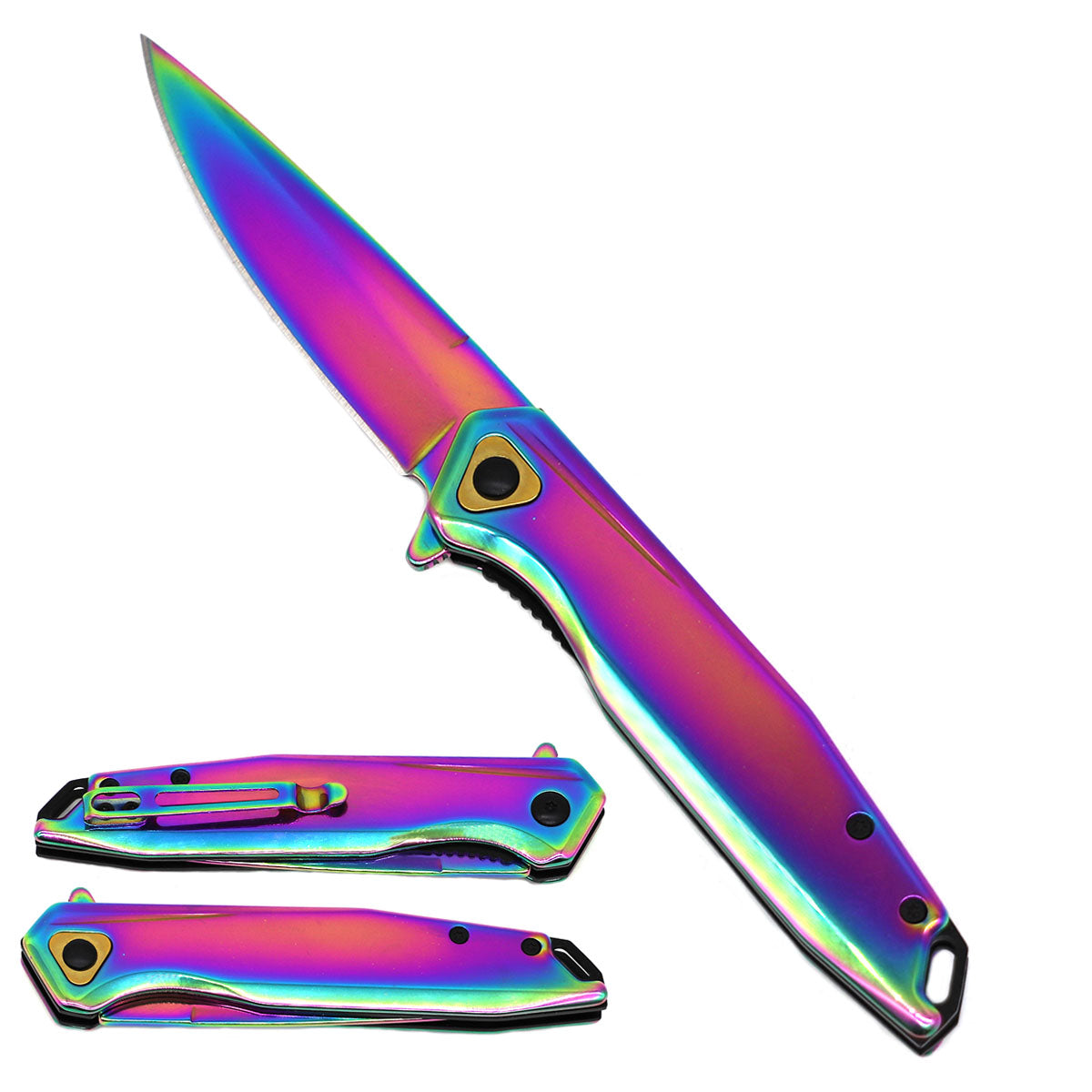 KS 6033-RB 4.5" Tactical Rainbow Assist-Open Titanium Folding Pocket - Bladevip