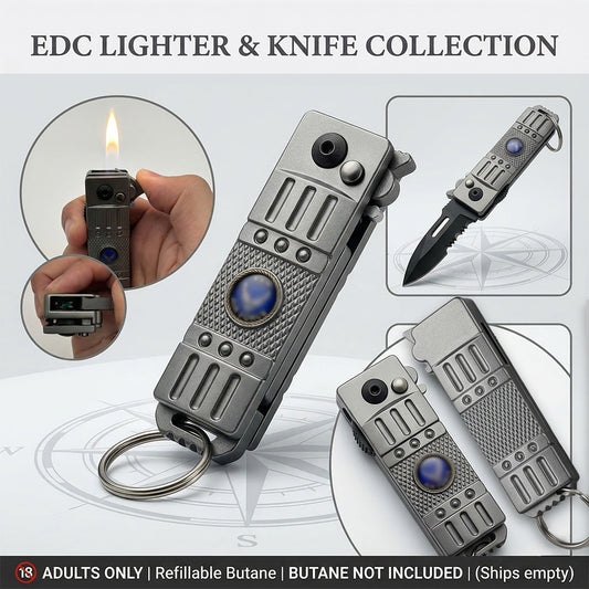 2-in-1 EDC Keychain Lighter & Utility Tool | Refillable Pocket Multitool