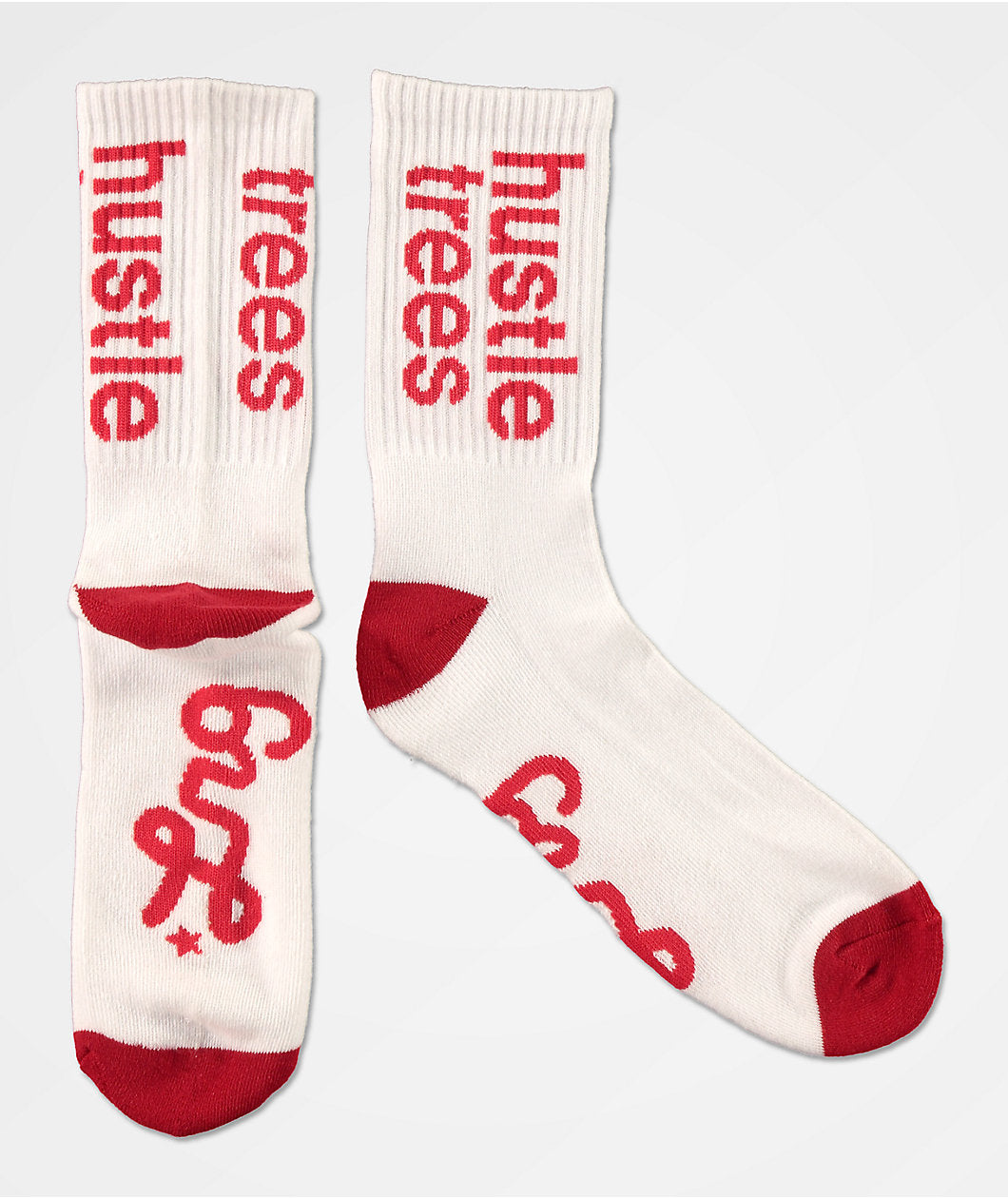Men's LRG Hustle Trees White & Red Crew Socks
