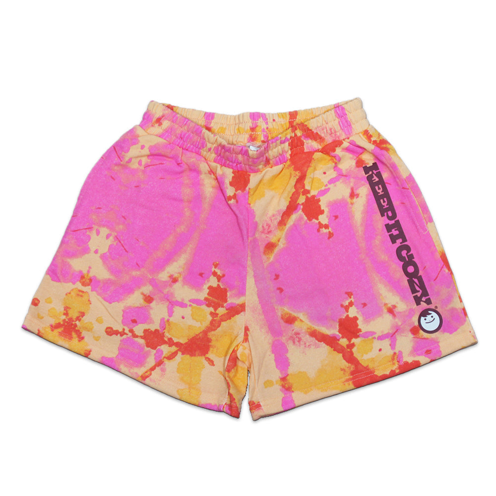 Adults Maruchan Keep It Cozy Tangerine Tie Dye Orange Shorts - Bladevip