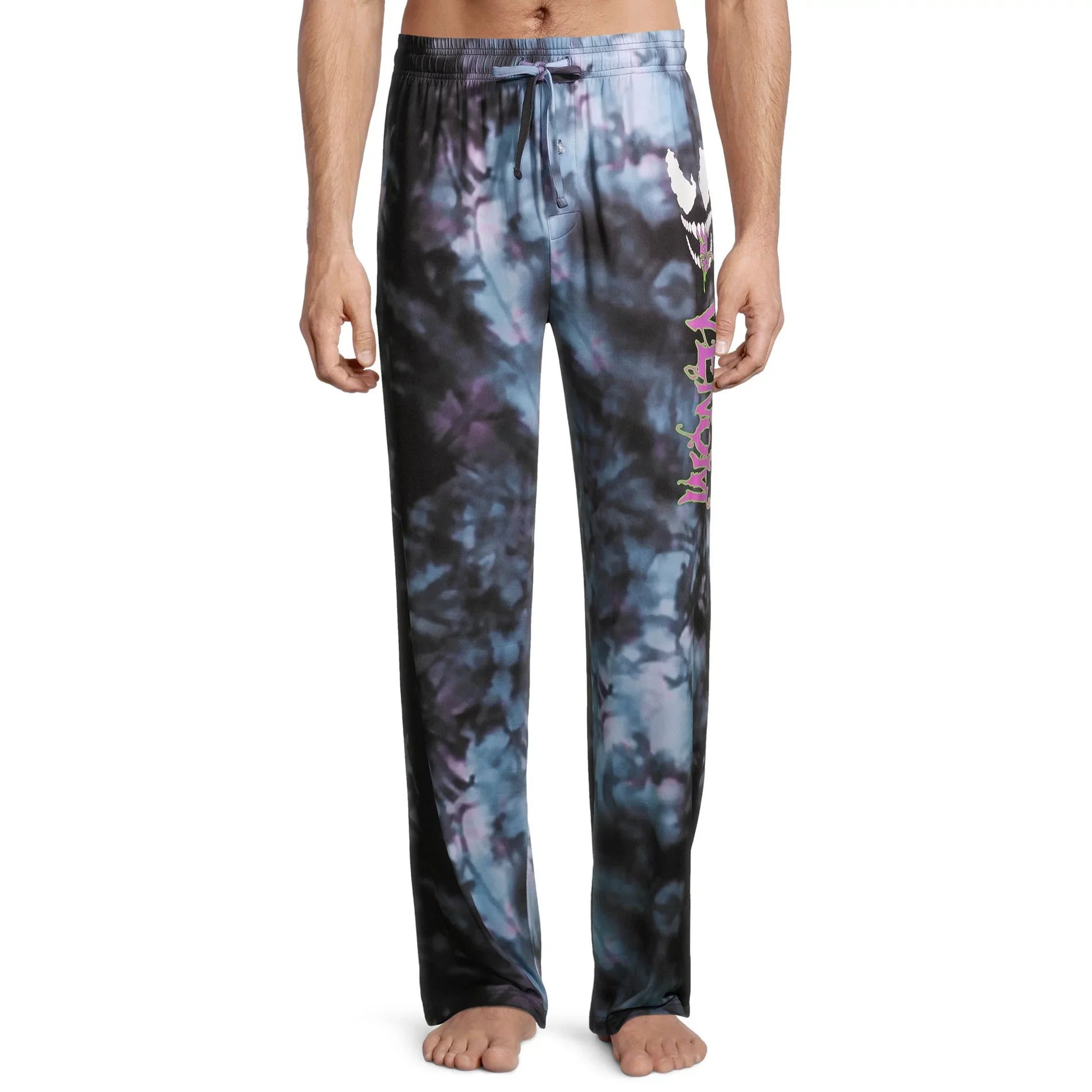 Men's Marvel Venom Graphic Print Black Cloud Wash Lounge Pants - Bladevip