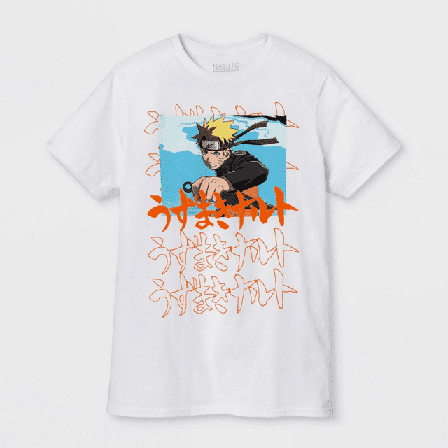 Men's White Naruto Shippuden Short Sleeve Graphic T-Shirt
