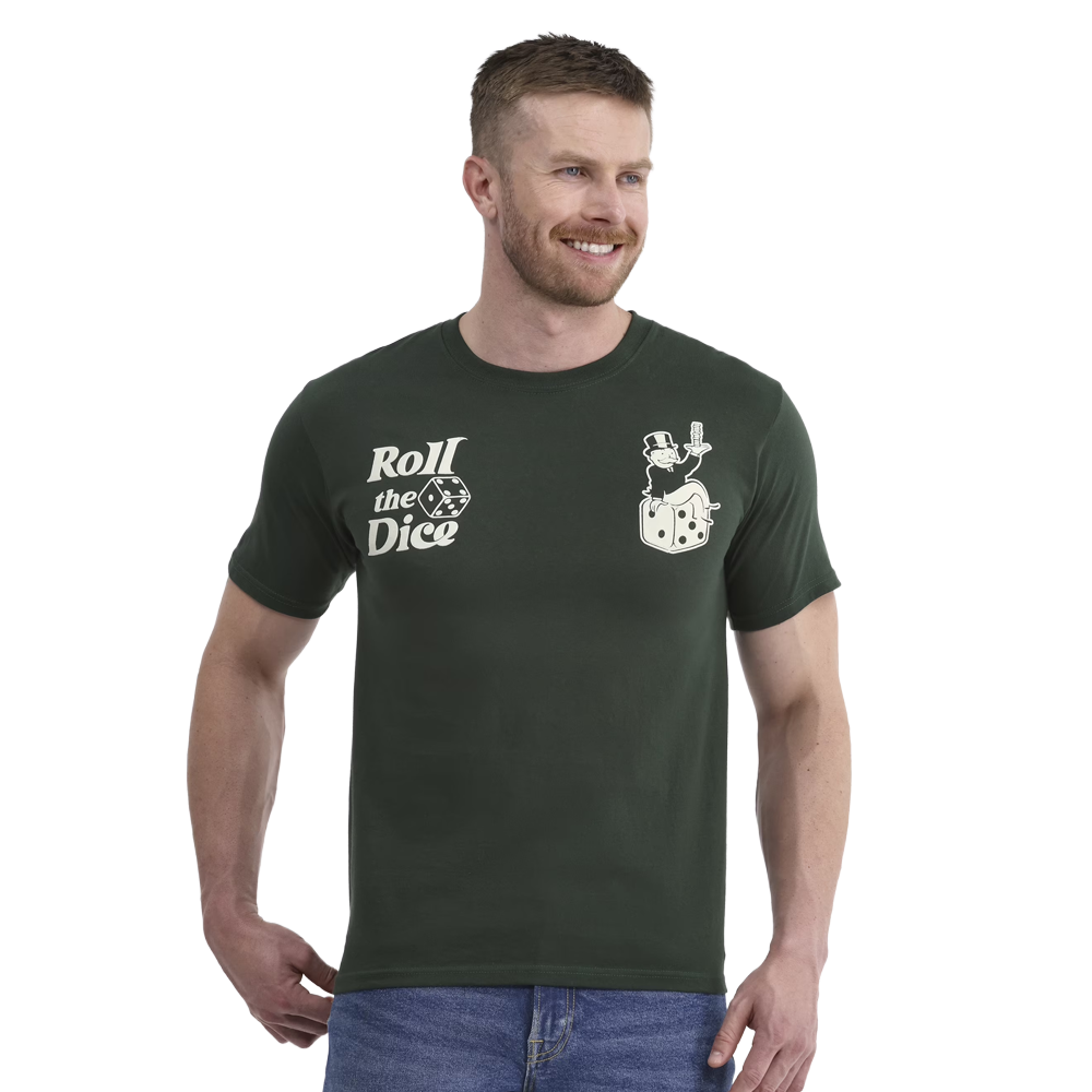 Men's Green Monopoly Roll The Dice Graphic Tee T-Shirt