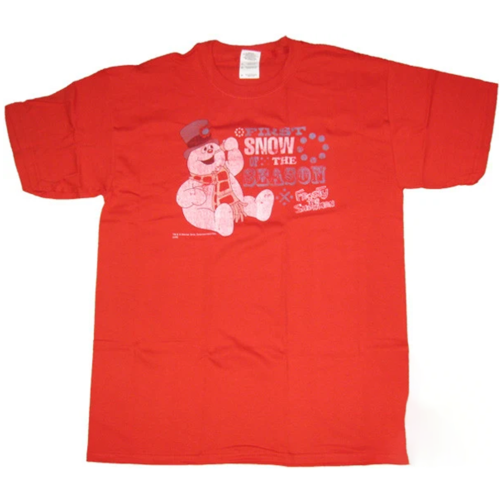 Men's Frosty the Snowman First Snow Graphic Tee T-Shirt Red