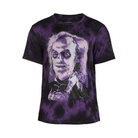 Men's Purple Acid Wash Beetlejuice Graphic Tee T-Shirt