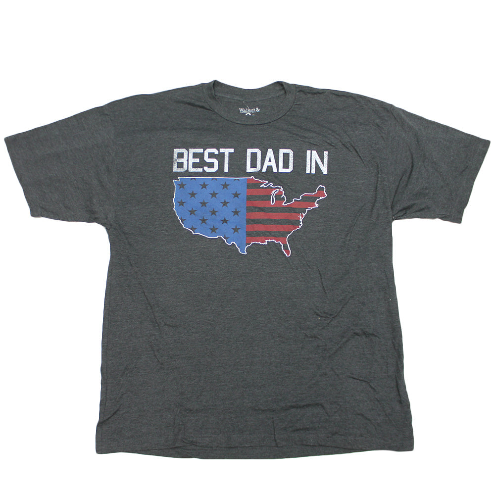 Camiseta gris grande y alta con gráfico de Best Dad in USA para hombre