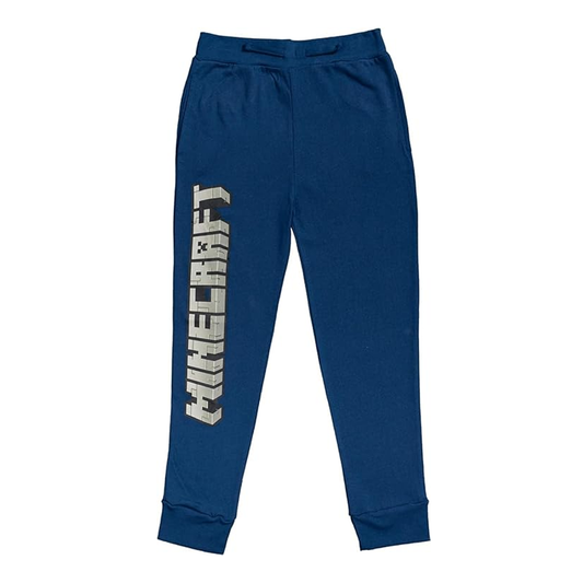 Boys' Minecraft Vertical Big Block Logo Jogger Pants Navy Blue