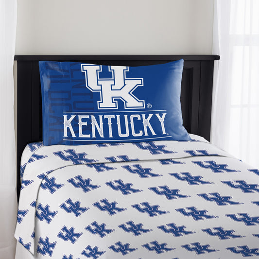 NCAA Kentucky Wildcats Twin Sheet Set, Affiliation Design, Team Colors, 100% Polyester, 3 Piece Set - Bladevip