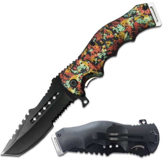 PK 6080-CM 4.5" Camo Handle Assist-Open Folding Knife with Belt Clip - Bladevip