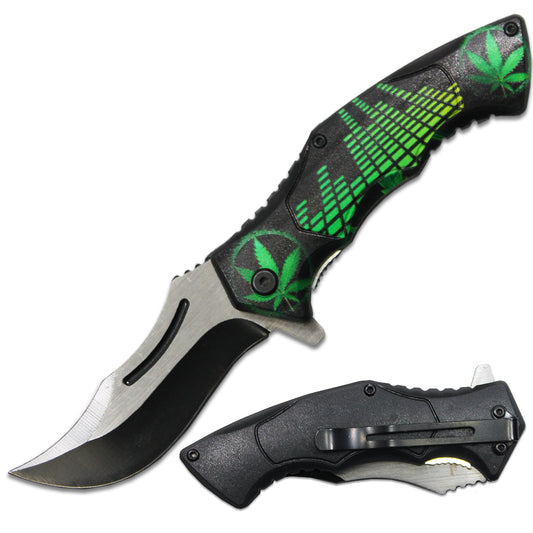 PK 6080-M3 4.5" Cannabis Handle Assist-Open Folding Knife with Belt Clip - Bladevip