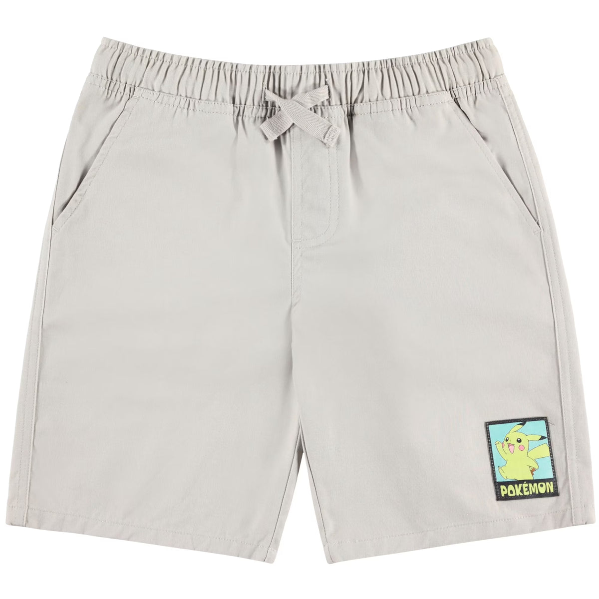 Boys Pokemon Pikachu Casual Woven Khaki Pull-On Shorts with Pockets