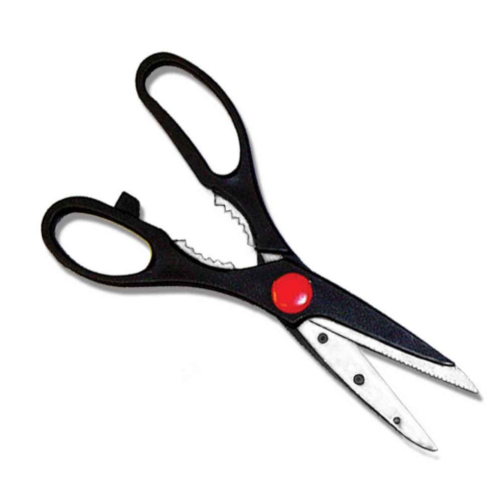 RI 539-D 8" Multi-function Kitchen Scissors Stainless Steel Shears with Nutcracker, Bottle Opener, Seafood Cutter - Bladevip