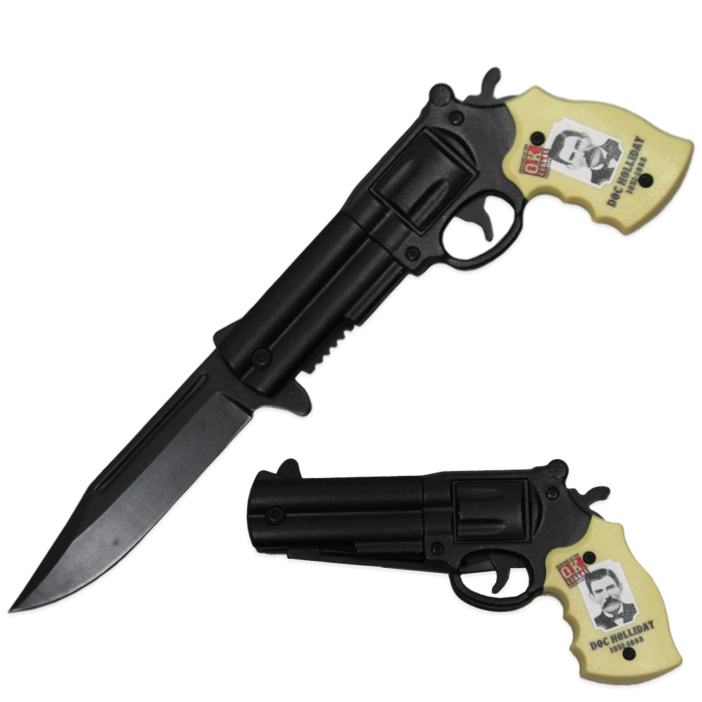 RR 201-DH 5" Doc Holliday Revolver Assist-Open Folding Knife with Belt Clip - Bladevip