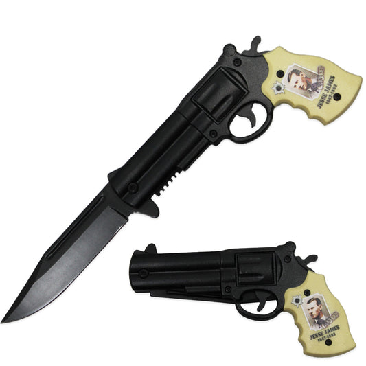 RR 201-JJ 5" Jesse James Revolver Assist-Open Folding Knife with Belt Clip - Bladevip