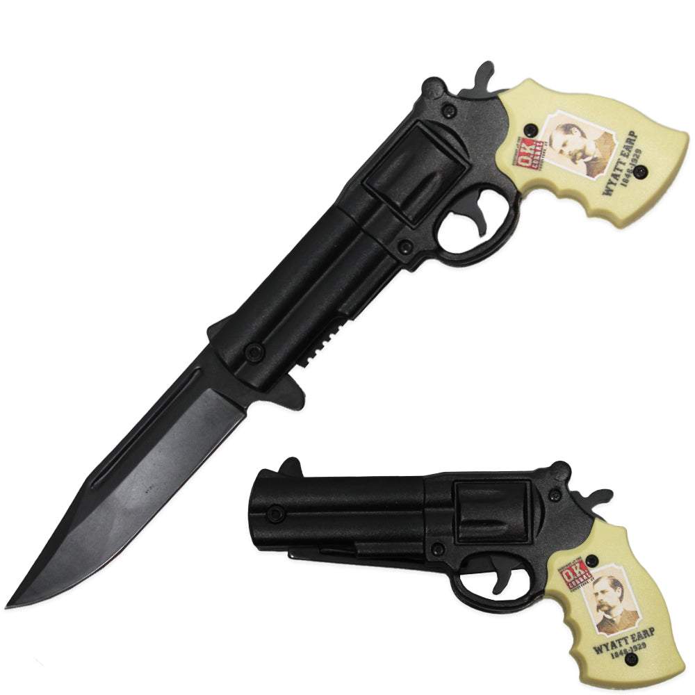 RR 201-WE 5" Wyatt Earp Revolver Assist-Open Folding Knife with Belt Clip - Bladevip