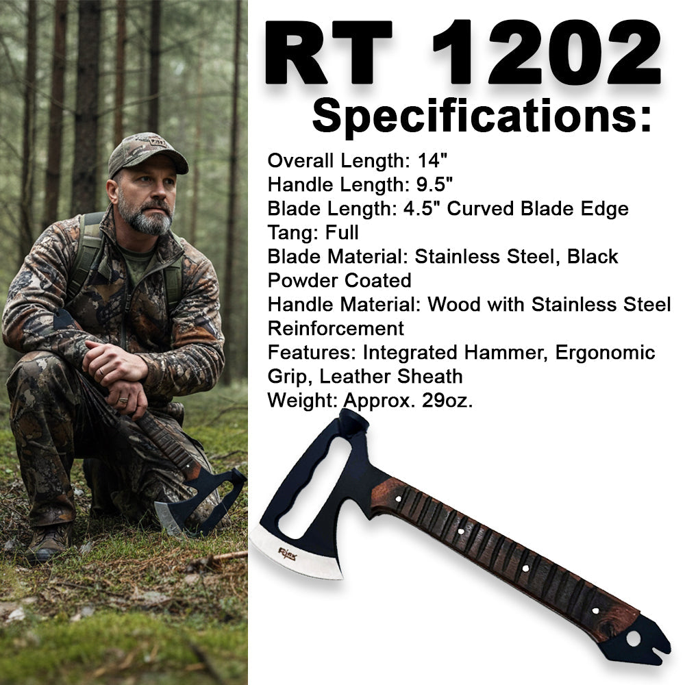 RT 1202 14 inch Rtek Wood Multi Tool Hammer Tactical Axe with Leather Sheath - view 5