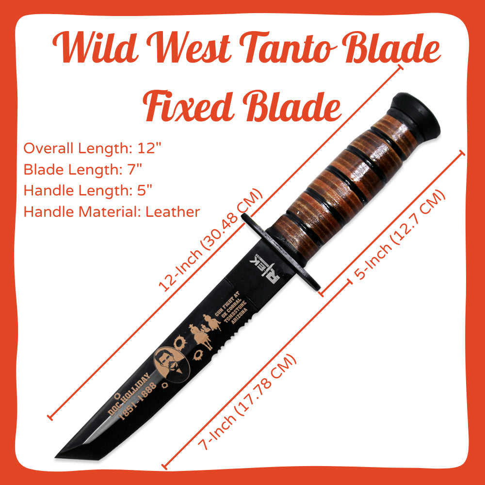 RT 6686-DH 12 inch Rtek Doc Holliday Tanto Blade Fixed Blade Knife with Sheath - view 2
