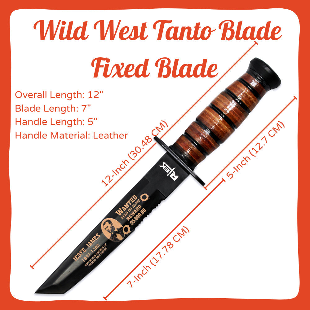 RT 6686-JJ 12 inch Rtek Jesse James Tanto Blade Fixed Blade Knife with Sheath - view 2