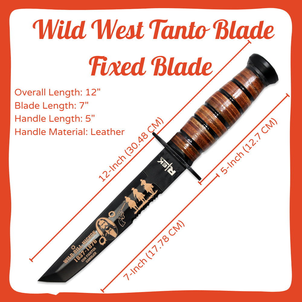 RT 6686-WB 12 inch Rtek Wild Bill Hickok Tanto Blade Fixed Blade Knife with Sheath - view 2