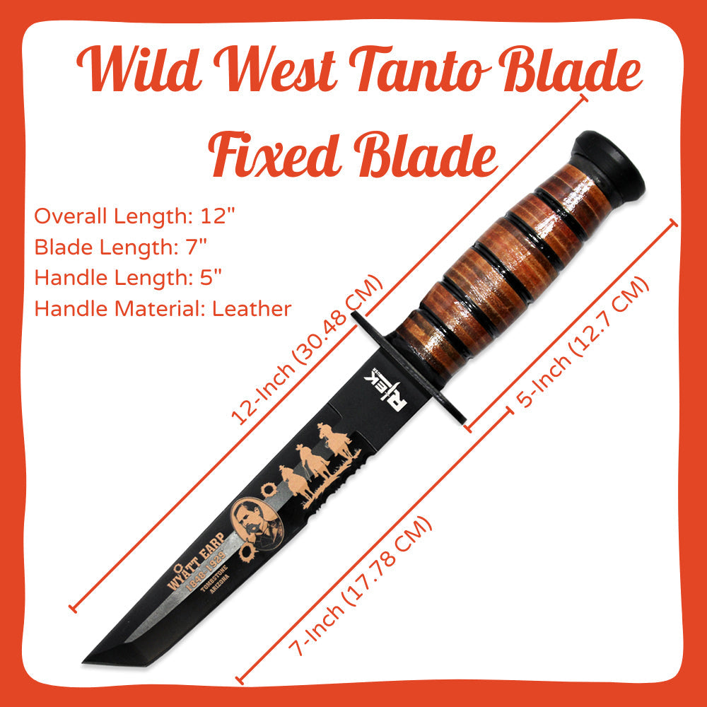 RT 6686-WE 12 inch Rtek Wyatt Earp Tanto Blade Fixed Blade Knife with Sheath - view 2