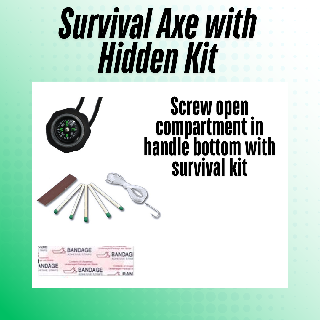 11 inch RTEK Silver Survival Axe with Sheath & Survival Kit - view 3