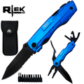 RT 8219-BL Rtek 4.5 inch Multi Tool Pocket Knife with Pliers Bottle Opener Screwdrivers & Sheath