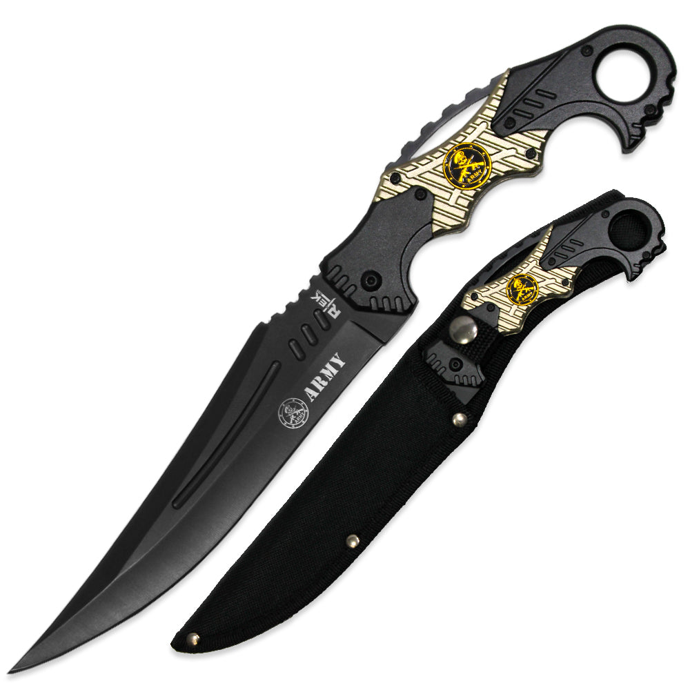 RT 1492-AR 12 inch Army Servicemen Medallion Fixed Blade Knife with Sheath