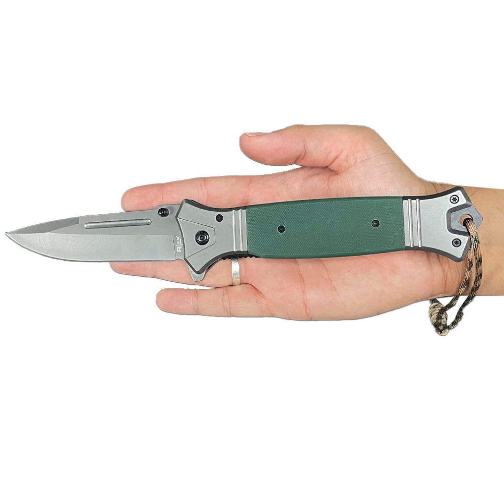 RT 2856-WD 6" Jumbo Spanish Wood Handle Assist Open Folding Knife with Paracord - Bladevip