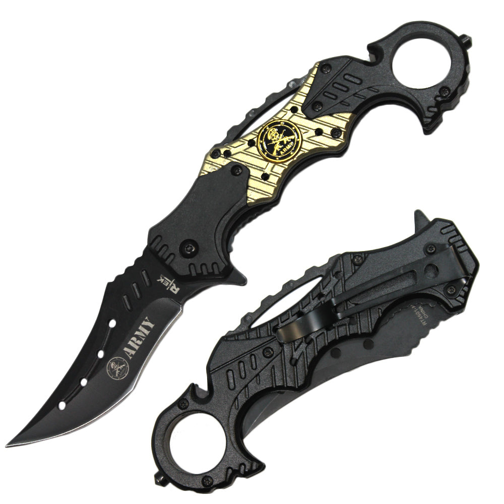 RT 4501-AR 5" Rtek Army Servicemen Assist-Open Karambit Tactical Rescue Knife - Bladevip