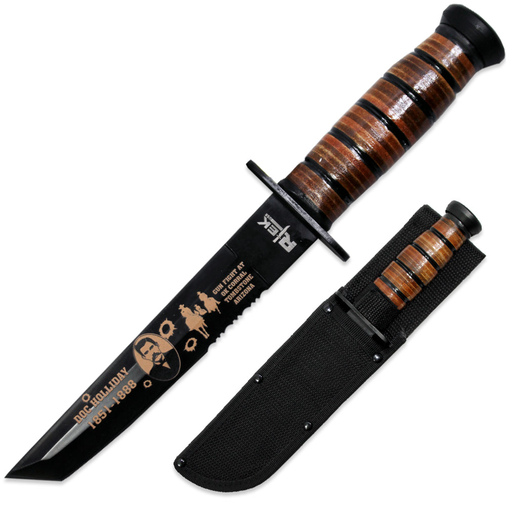 RT 6686-DH 12 inch Rtek Doc Holliday Tanto Blade Fixed Blade Knife with Sheath