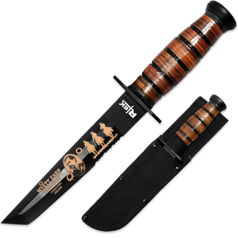 RT 6686-WE 12 inch Rtek Wyatt Earp Tanto Blade Fixed Blade Knife with Sheath