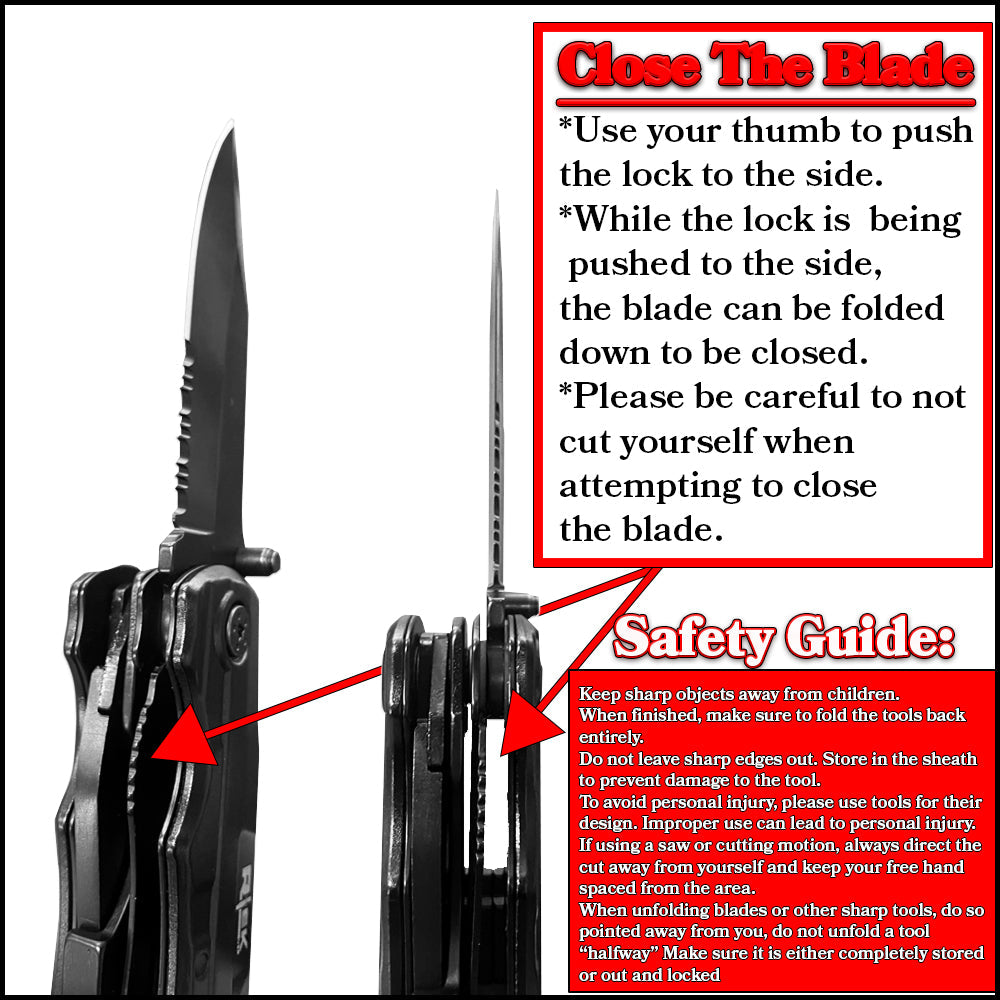 RT 8219 Rtek 4.5" Multi Tool Pocket Knife with Pliers Bottle Opener Screwdrivers & Sheath