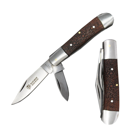 RW 1028 4" Two Blade Rosewood Handcrafted Handle Folding Knife