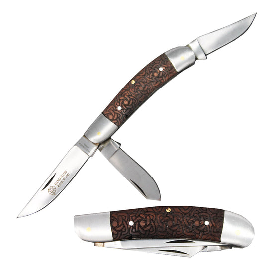 RW 1033 4" Rosewood Handcrafted Three-Blade Handle Folding Knife