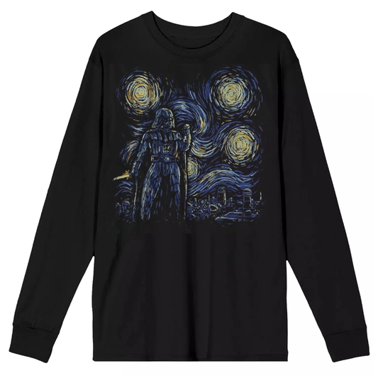 Men's Starry Night Darth Vader Van Gogh Star Wars Long Sleeve T-Shirt