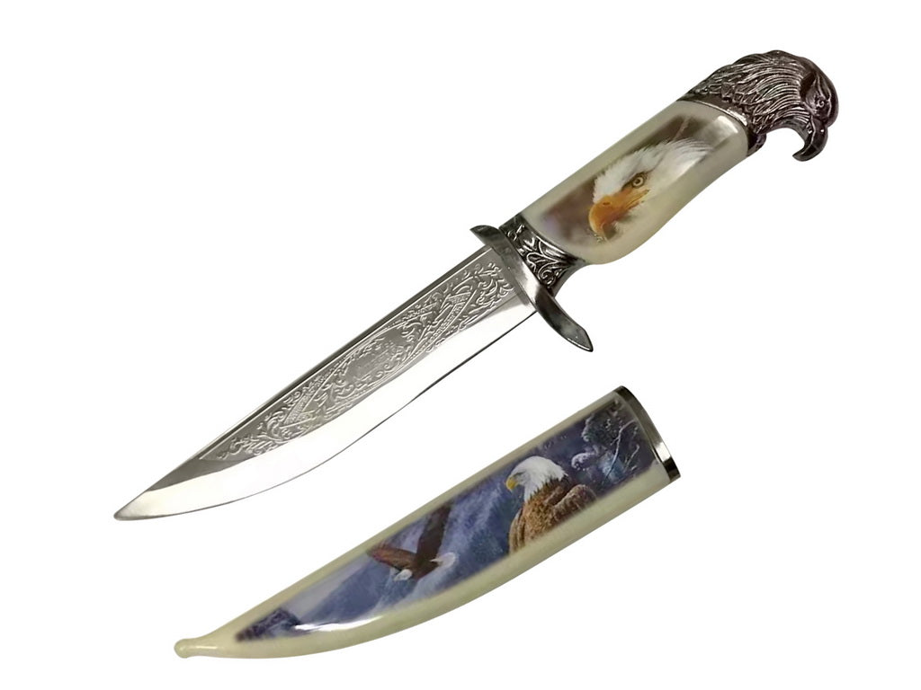 T 224840-EG 13 3/4″ Medieval Dagger with Graphic Printed Scabbard – Eagle - Bladevip