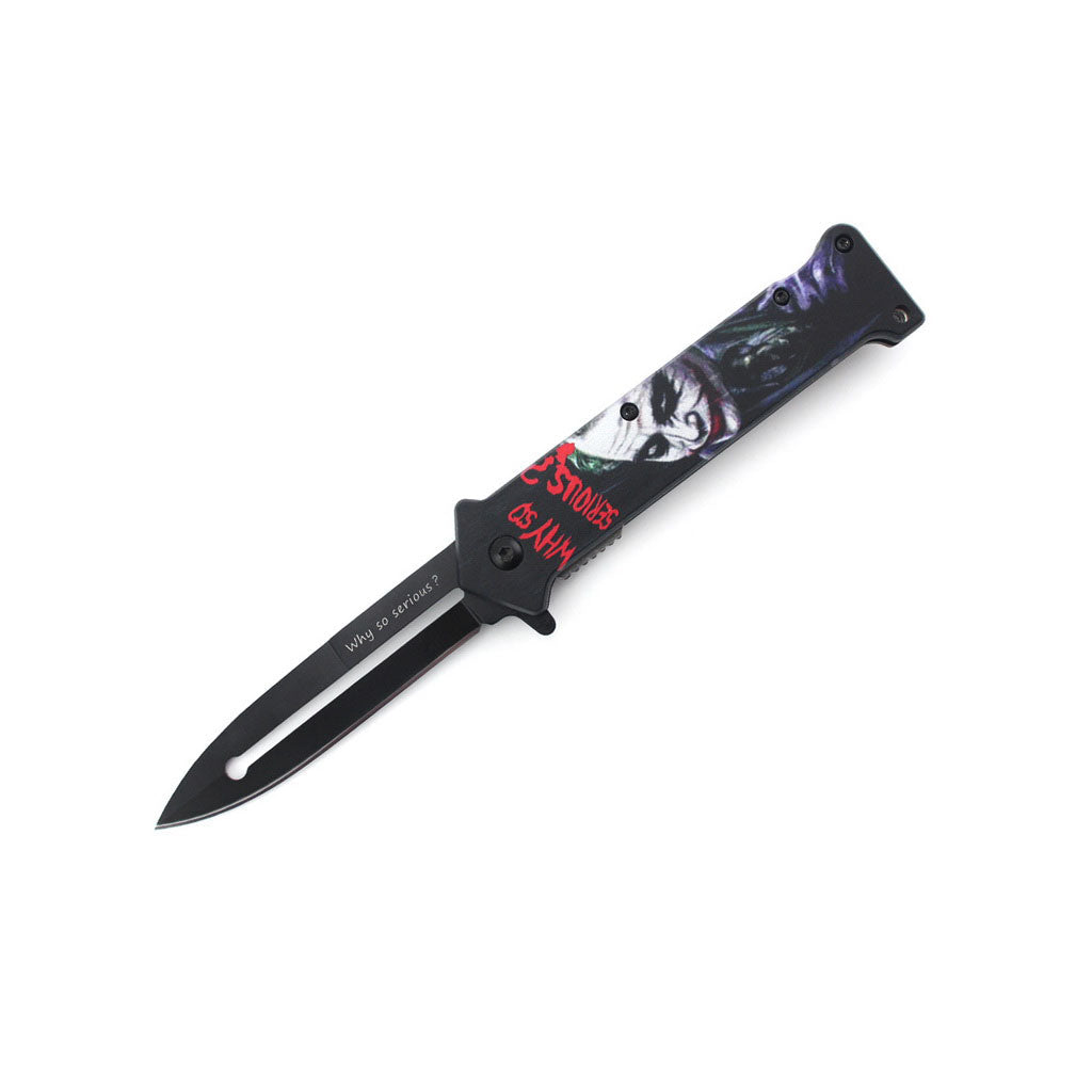 T 27018-JK10 4.5" Assist-Open Knife - Clown Fantasy Style Print Handle - Bladevip