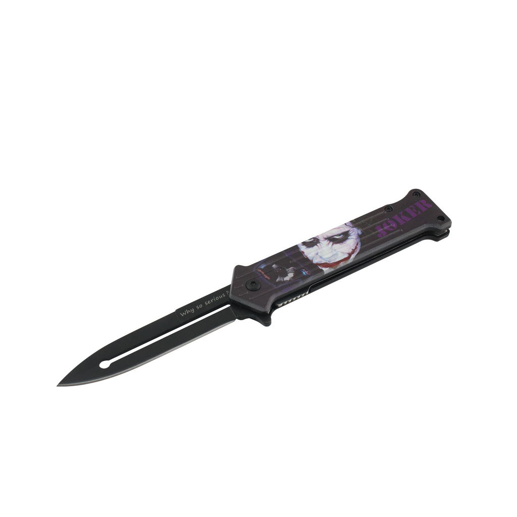 T 27018-JK6 4.5" Assist-Open Knife - Clown Fantasy Style Print Handle - Bladevip