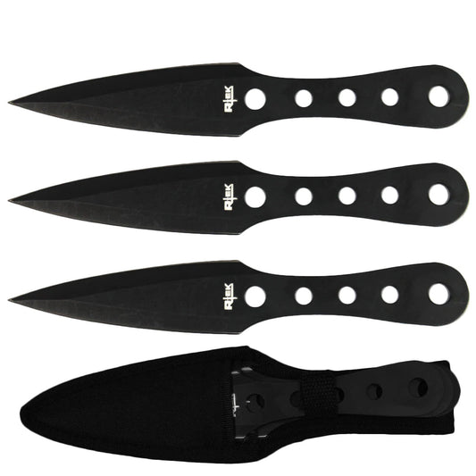 10" 3PCS Rtek Throwing Knife Set Black with Sheath - Bladevip