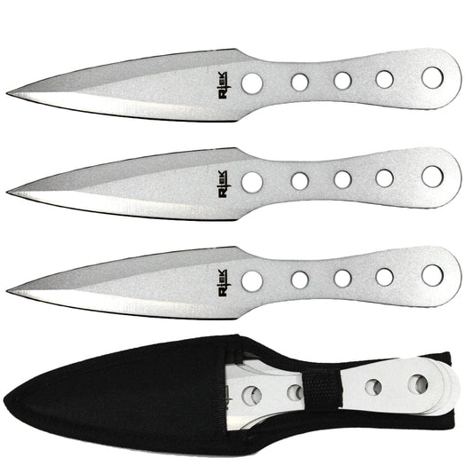 10" 3PCS Rtek Throwing Knife Set Silver with Sheath - Bladevip