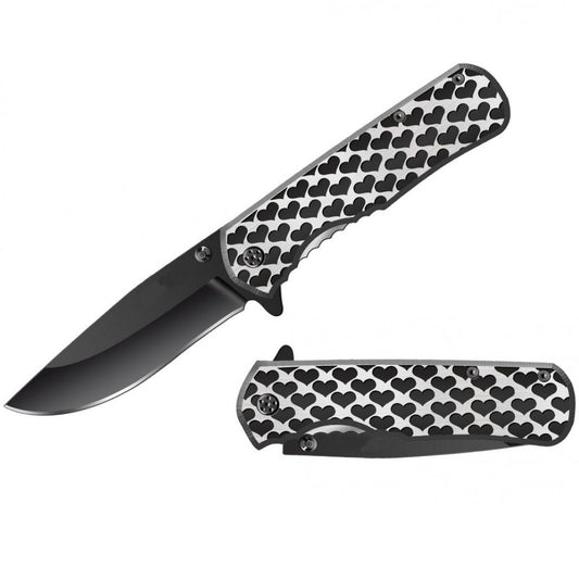 T 271406-BK  4.25" Black Hearts Assist-Open Folding Knife