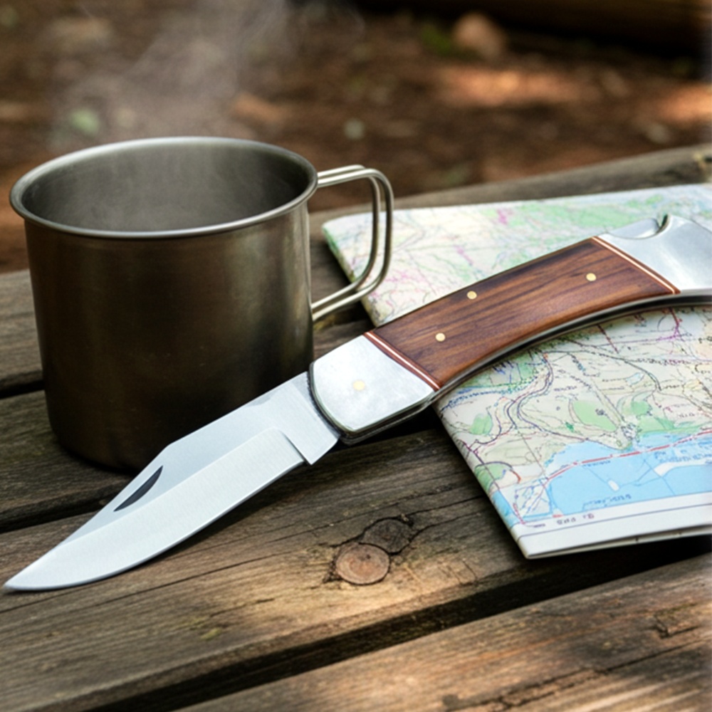 PK 116-WD 5 inch Wood Handle Folding Pocket Knife with Sheath - view 4