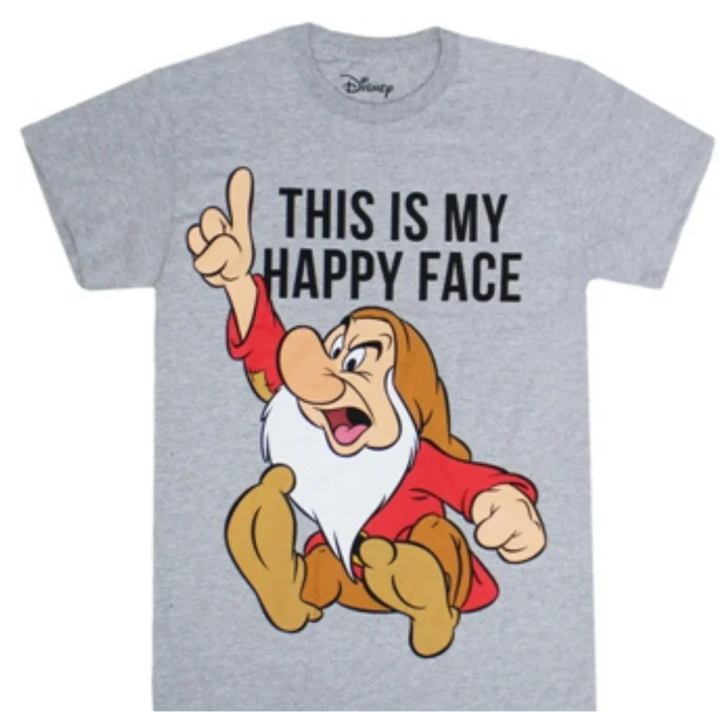 Men's Disney Grumpy This is My Happy Face T-Shirt Tee